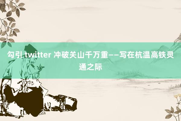 勾引 twitter 冲破关山千万重——写在杭温高铁灵通之际